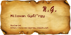 Milovan György névjegykártya